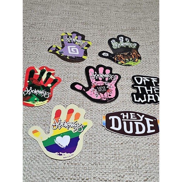 Vintage Journeys Hand Print Stkrs (5) Y2K (2) Rubber Surf/Skateboards Vans Hey D - Picture 3 of 16